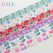 DHK 50yards Flowers Leaf Snowflake Printed Grosgrain Ribbon Accessory Material  Headwear Decoration Wholesale Craft S1042 2024 - buy cheap