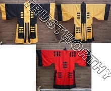 Roupão taoista em 3 cores vermelho/preto/amarelo, moda sacola tai chi roupas kit de artes marciais roupas dobok 2024 - compre barato