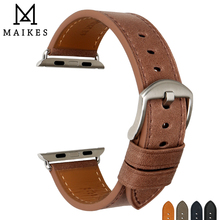 MAIKES Genuine Leather Watch Strap For Apple Watch Band 44mm 40mm 42mm 38mm All Series 4/3/2/1 All Models iWatch Watchband 2024 - buy cheap