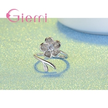 Dulce forma de flor Linda y romántica para las mujeres encantadoras elegante ceremonia de boda 925 plata esterlina Circonia cúbica 2024 - compra barato