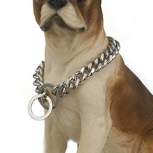 Collar de seguridad de Color plata pesada para mascotas, gargantilla de acero inoxidable 316L, cadena de eslabones cubanos, Collar de perro Curb, 12-36 ", genial, 12/15mm 2024 - compra barato