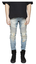 Мужские рваные байкерские джинсы, облегающие прямые потертые джинсы с трехмерным разрезом, модные обтягивающие джинсы, 2019 2024 - купить недорого