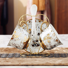 Европейская роскошная китайская чашка для кофе, набор посуды, ложка, послеобеденный чайный набор, креативная керамическая чашка, скандинавские домашние подарки, Винтажный Золотой 2024 - купить недорого