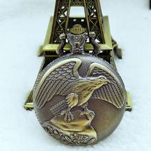 Antique Bronze Clock Eagle Pocket Watch With Necklace Chain For Man Women Free Shipping POK36 2024 - buy cheap