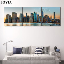 Large Pictures Wall Art Manhattan Cityscape Canvas Print New York Skyline Hudson River Poster For Living Room Decor No Frame 2024 - buy cheap