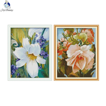 Begonia flores e lírio padrão aida kits de ponto cruz 11ct tecido impresso 14ct branco lona dmc contado artesanato bordado conjuntos 2024 - compre barato