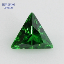 5A-gemas de cuentas sintéticas para joyería, Circonia cúbica con forma de triángulo verde, brillante, corte suelto, 3x3-10x10mm 2024 - compra barato