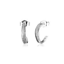 Genuine 925 Sterling Silver Hoop Earrings with Clear CZ Elegant Waves Hoop Earrings for Women Girl Female Jewelry Brincos 2024 - buy cheap