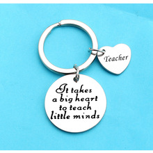 Teachers Day Gift Keychain It Takes A Big Heart To Teach Little Minds Keyring Stainless Steel Key Chain Jewelry For Teachers 2024 - compre barato