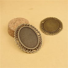 (20 pieces/lot) To fit 40*30mm oval cabochon antique bronze vintage alloy pendant blank tray settings hm806 2024 - buy cheap