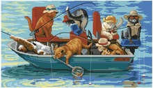 High Quality Lovely Beautiful Counted Cross Stitch Kit Catch of the Day Fishing Cat Kitten Boating dim 00321 2024 - buy cheap