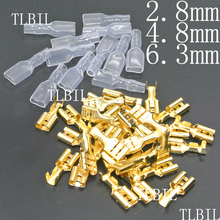 100Pcs Brass Crimp Terminal 2.8/4.8/6.3mm Female Spade Connectors with 100Pcs Insulating Sleeves 22-16 AWG 2024 - buy cheap