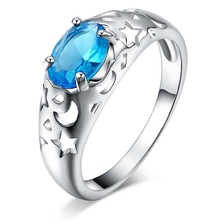 Anillo Chapado en plata con forma de luna y estrella de circón azul marino, joyería de moda para mujeres y hombres, HGOCKIXY, kojqdkn 2024 - compra barato