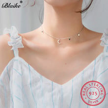 Blaike 925 Sterling Silver Cute Small Star Moon Pendant Necklaces For Women Minimalist Wedding Choker Girls Beach Summer Jewelry 2024 - buy cheap