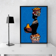Ilustración de hermosa mujer negra africana, arte de pared, pintura en lienzo, imagen de pared impresa, póster dibujado a mano, decoración del hogar para sala de estar 2024 - compra barato
