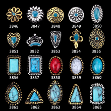 Amuleto metálico 3d de unha, pedra britada, arte de unha, acessórios de design, jóias retrô para unhas, faça você mesmo, 200 peças 2024 - compre barato