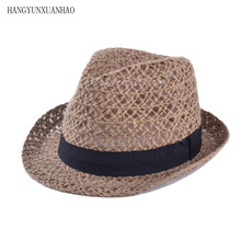 2019 New Hollow Straw Sun Hats for Women Trilby Summer Panama Hats with Wide Brim Beach UV Hat Viseras Mujer Zomer Hoeden 2024 - buy cheap