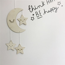 Nordic style wall hanging ornament moon and pendant children's room decoration cloud shape wooden beads tassel 2024 - buy cheap