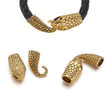 10 conjuntos de gancho de liga de estilo tibetano e fechos de cabeça de cobra para pulseira de cordão de couro, pulseira diy 23x12x9mm com buraco: 8x4mm 2024 - compre barato