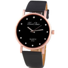 2017 Simple Fashion Tasteful Style Women's Diamond Case Leatheroid Band Round Dial Quartz Wrist Watch Gift Dropshipping L525 2024 - buy cheap