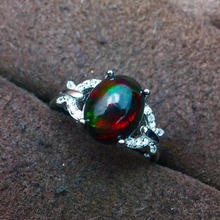 New products, natural black Opal ring, 925 silver inlay, hot selling. From Australia  Beautiful fire 2024 - buy cheap