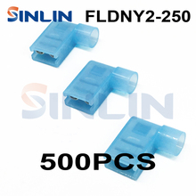 500PCS Crimp Terminals FLDNY2-250 Nylon Flag Female Terminal insulated flag 6.3 plug Right Angle Terminals 1.5-2.5mm 16-25AWG 2024 - buy cheap