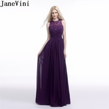 JaneVini Elegant Grape Long Bridesmaid Dresses For Wedding Party Chiffon Lace Formal Gowns Simple A Line Women Prom Dress Robe 2024 - buy cheap
