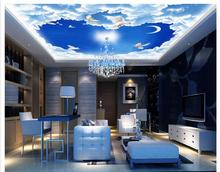 Customized 3d wallpaper 3d ceiling wallpaper murals Blue sky bar KTV living room ceiling frescoes beauty wall home decoration 2024 - buy cheap