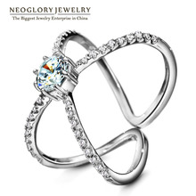 Neoglory Rhinestone  Charm Cross rings for Women Exquisite Design Romantic Party  Fashion Jewelry 2020 New RI2 QC4 2024 - buy cheap