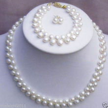 2017 True white freshwater akoya pearl necklace bracelet earring 2024 - buy cheap