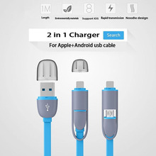 Hot Micro usb + 8-pin USB 2 in 1 Sync Data charger electrical cable for iPhone 5s 6 plus ipad ios 8 For Samsung HTC for ios 9.0 2024 - buy cheap