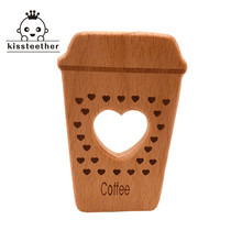 Beech Wooden Teether Hand Cut Coffee Cup DIY Pendant Accessories Eco-friendly Food Grade Wooden Teething Wood Baby Teether 2024 - buy cheap