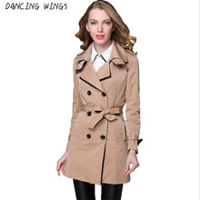 Gabardina para mujer doble Breasted Slim Fit abrigo largo de primavera talla grande 3XL chaqueta de abrigo de viento 2024 - compra barato