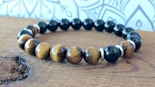 Black Onyx & Tiger Eye Stone Bracelet 8MM Beads Protection Wrist Mala Yoga Mala Bracelet Stress Relief Fashion Men's Jewelry 2024 - buy cheap