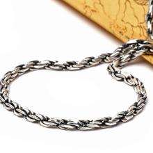 Pure Silver 4mm Thick Twist Cord Link Chain S925 Silver Necklace Sterling 925 Silver Jewelry 2024 - buy cheap