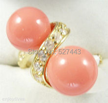 Wholesale FREE SIPP>Double Pink Coral Beads Yellow stone Crystal Ring Size : 7.8.9 2024 - buy cheap