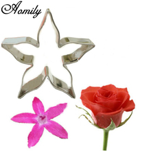 Aomily DIY Rose Flower Calyx Serrate Leaves Biscuit Fondant Cake Baking Tool Stainless Steel Cookie Cutter Mould Icing Mold 2024 - buy cheap