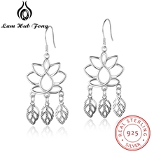 925 Sterling Silver Lotus Flower Drop Earrings for Women Hollow Leaf Dangle Earrings Wedding Accessories Gift (Lam Hub Fong) 2024 - buy cheap