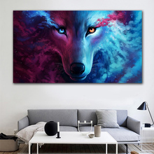 Goldlife-fantasia de lobo, lua, arte de parede, pintura em tela, animais nórdicos, posteres e impressões, imagens de parede para sala de estar 2024 - compre barato