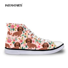 INSTANTARTS 2018 New Design Women High Top Canvas Shoes Dachshund Dog Sneakers 3D Pet Dog Print Girl Woman's Casual Flats Shoes 2024 - buy cheap