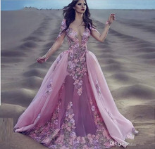 Pink Muslim Evening Dresses Mermaid Long Sleeves Tulle Lace Islamic Dubai Saudi Arabic Long Formal Evening Gown Prom 2024 - buy cheap