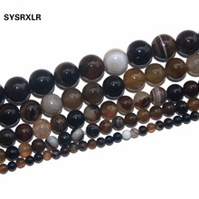 Natural Coffee Brown Stripes Agat Stone Beads For Jewelry Making DIY Bracelet Necklace 4/6/8/10/12 MM Strand 15'' 2024 - buy cheap