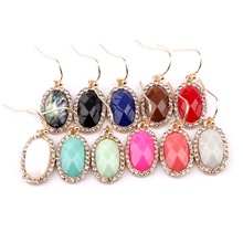 2019 Trendy Petite Rhinestone Frame Mini Oval Drop Earrings for Women Statement Everyday Jewelry Valentine's Day Wholesale 2024 - buy cheap