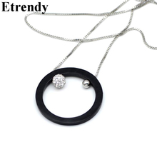 Big Round Circle Long Necklace For Women Geometric Fashion Jewelry Bijoux Sweater Necklaces & Pendants Gold/Black Chains 2024 - buy cheap