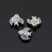 Free Shipping Jewelry components Anique Silver alloy Fish Animals hole beads 10Pcs Small Hole Beads 15x15mm 2024 - buy cheap