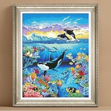 Embroidery Package Topgrade  Cross Stitch Kits Deep Sea Dolphin Free Shipping 2024 - buy cheap