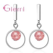 Good Selling Classical Round Pendant Pure 925 Sterling Silver Red Bead Embellishment Earrings For Women Girls Festival Present 2024 - buy cheap