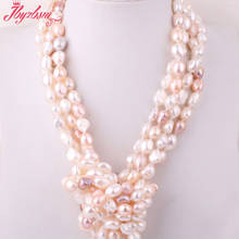 8-10mm Natural Freeform Shape Freshwater Pearl Gem Stone Beads Fashion Handwork Necklace 60" Not Button,Wholesale Free shipping 2024 - buy cheap