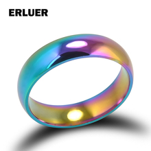 Женские и мужские кольца ERLUER, кольца из титановой стали радужного цвета, модные вечерние Обручальные кольца для свадьбы 2024 - купить недорого