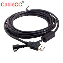 Кабель для передачи данных CableCC Mini USB Тип B 5pin папа-USB 2,0 с ферритом 0,5 м 1,8 м 3,0 м 5,0 м левый/правый/вверх/вниз Угловой 90 градусов 2024 - купить недорого